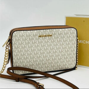 Michael Kors Large EW Crossbody Bag Vanilla Leather